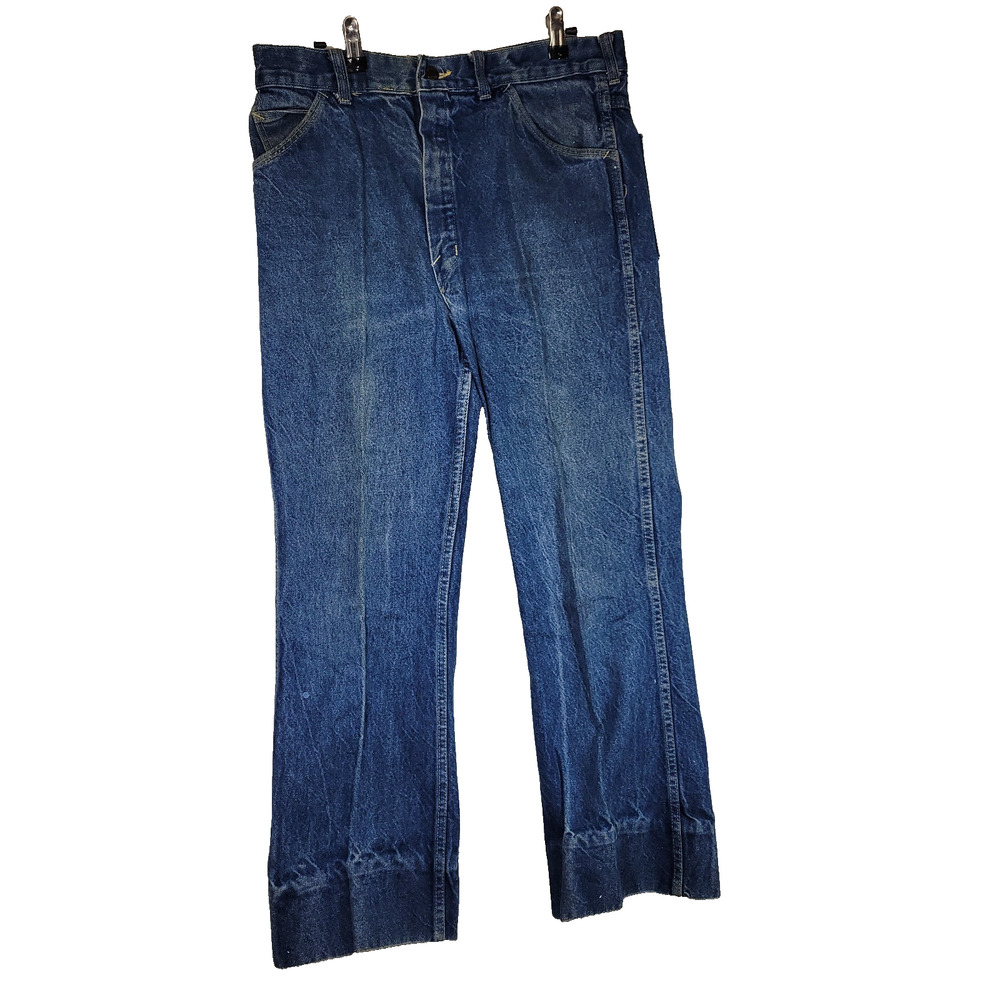 Vintage Big Yank Denim Jeans Mens 36x31 Blue Flare Bell Bottom Boot Cut Retro